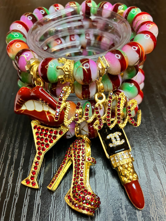 Burgundy bling 4 piece bracelet set.