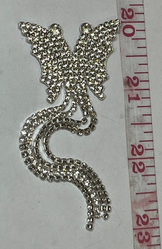 Silver bling fringe butterfly flat back charm