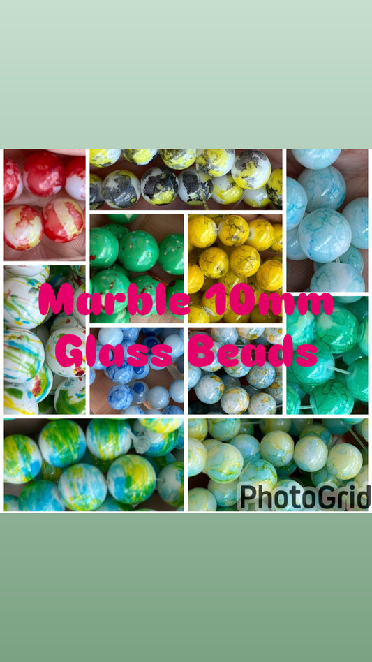 Marble 10mm glass beads