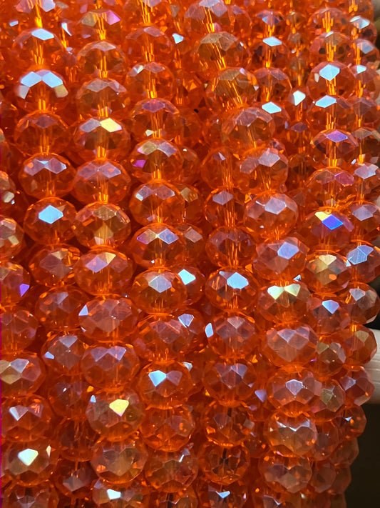 Rondelle faceted Orange 10mm glass beads
