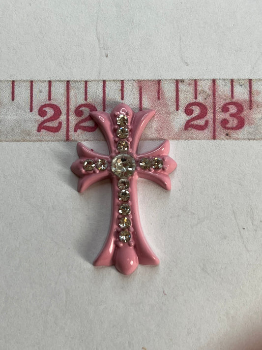 Metal bling cross flat back charm