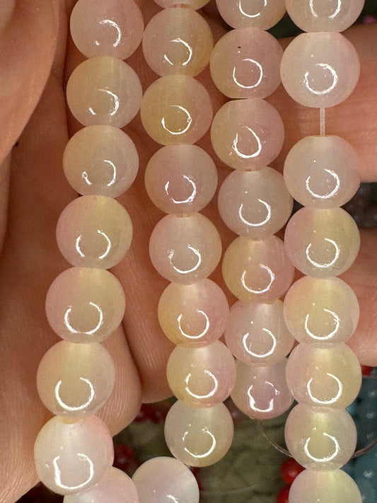 8mm Light pink ombré glass beads
