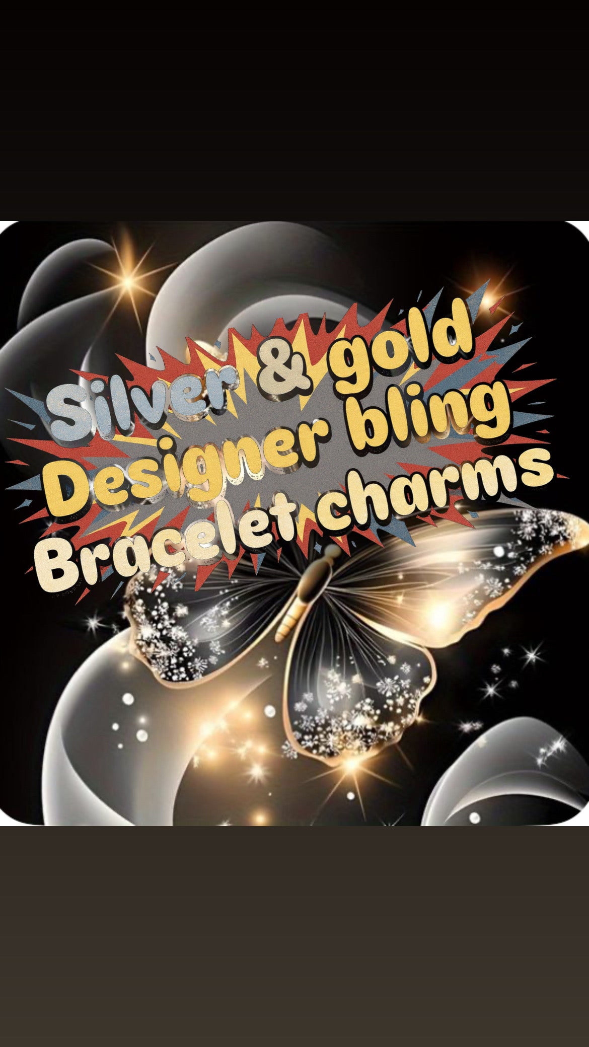 Silver and gold bling designer bracelet charms