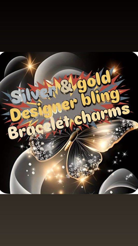 Silver and gold bling designer bracelet charms