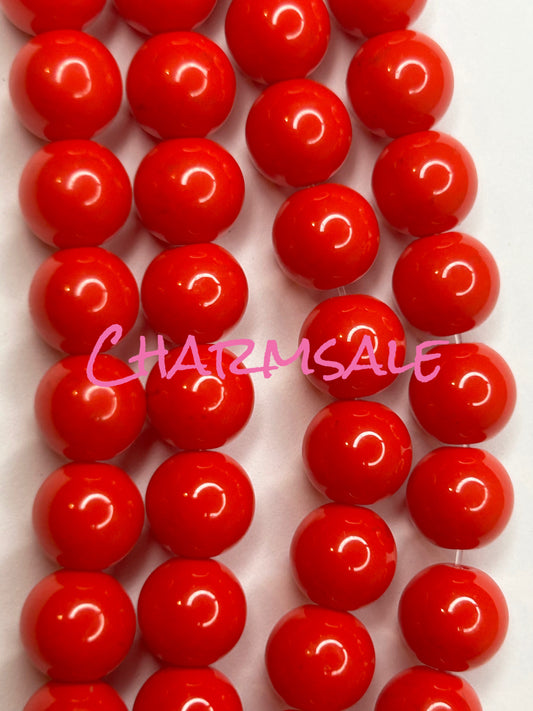 8mm red glass beads