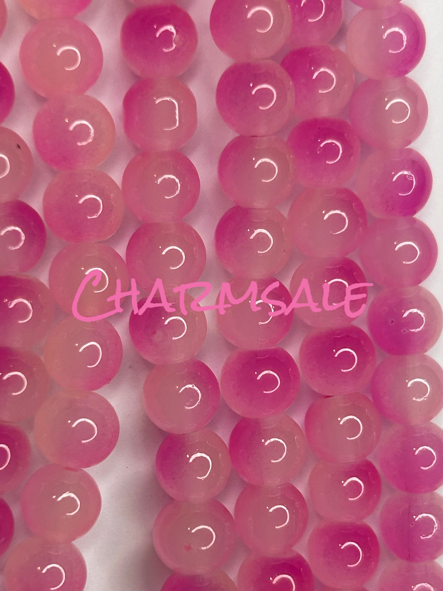 8mm Hot pink ombré glass beads