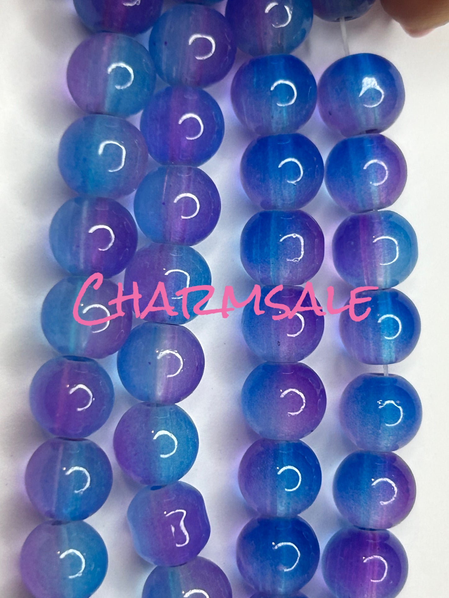8mm Purple and blue ombré glass beads