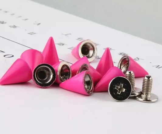 Hot pink screw back spikes