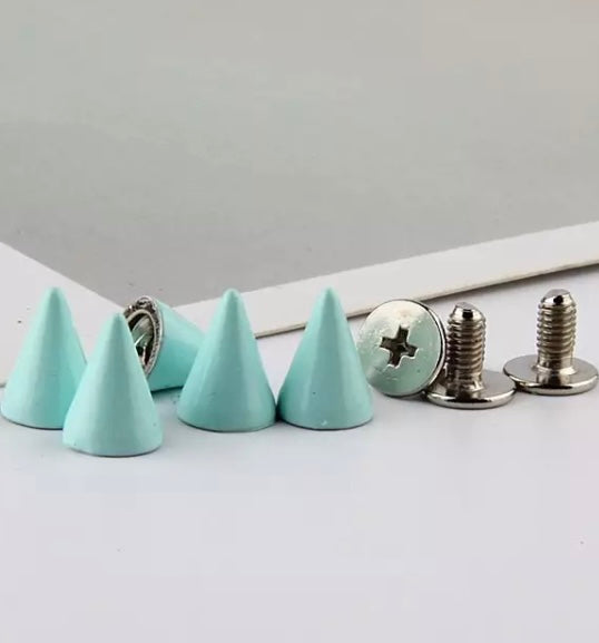 Sky blue screw back spikes