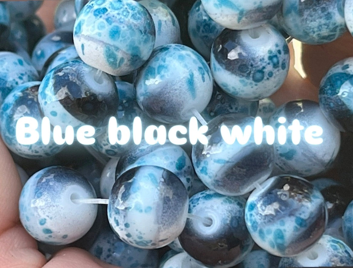 Striped Beads 10mm Glass beads
