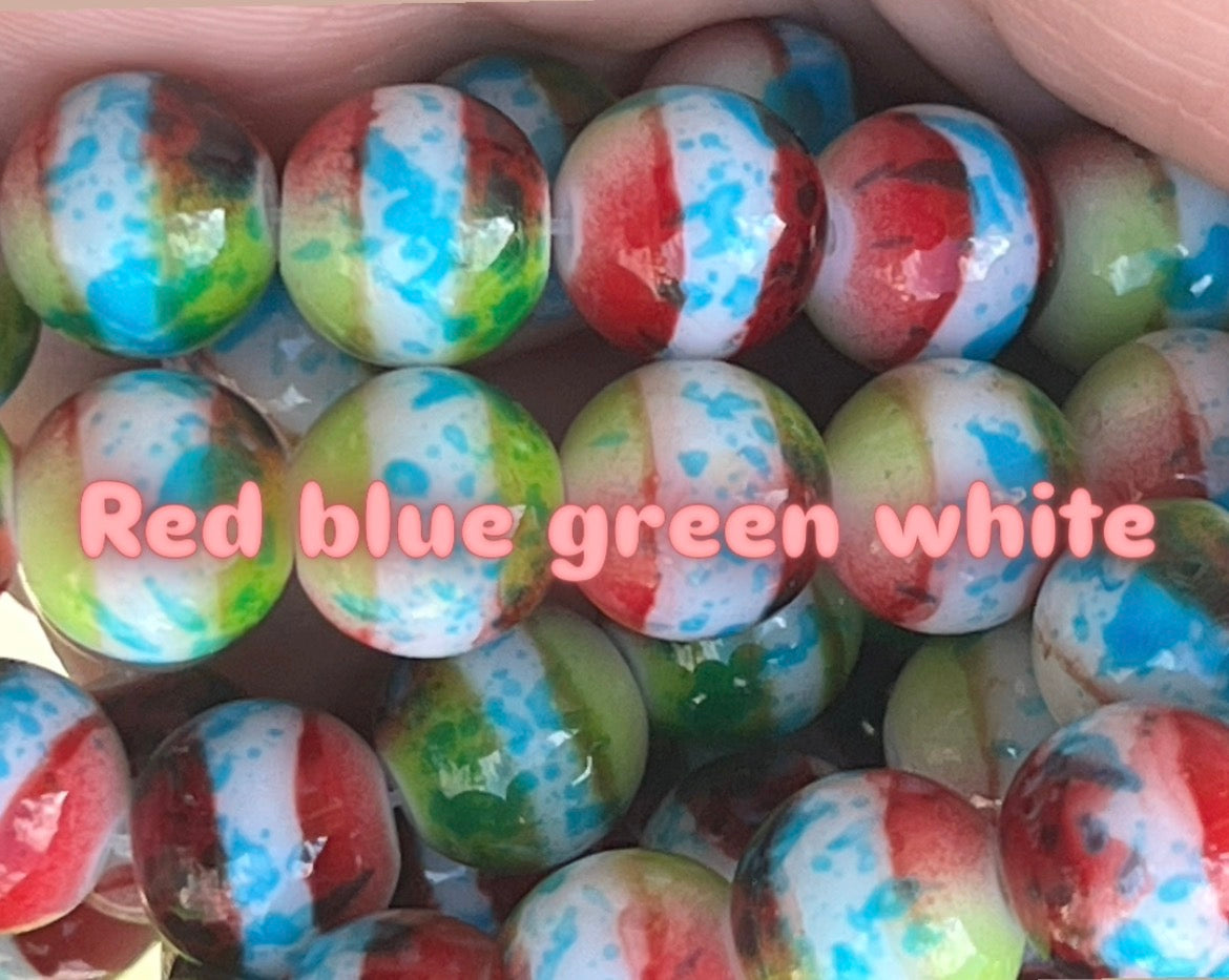 Striped Beads 10mm Glass beads