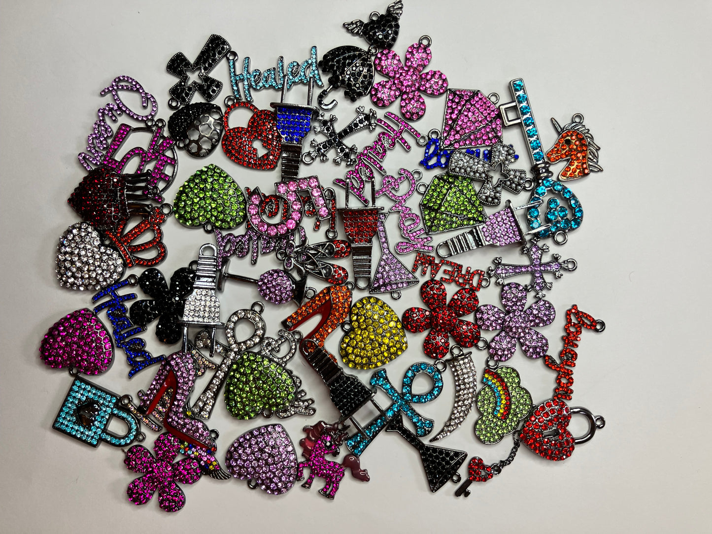 1 piece $1 Gunmetal color bling non designer bracelet charms