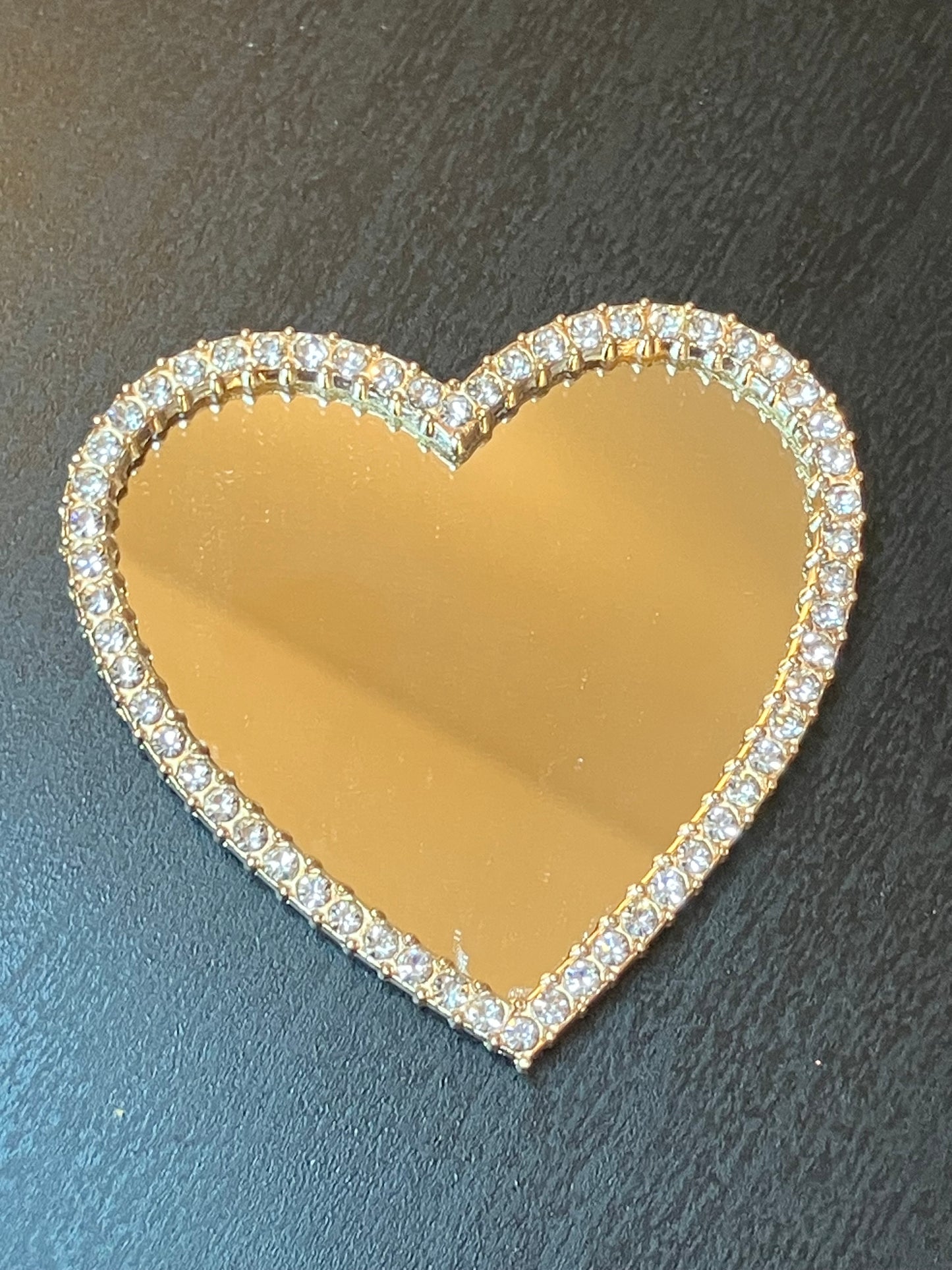 Big gold mirror bling heart flat back (adhesive)