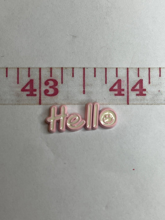 Hello flat back charm