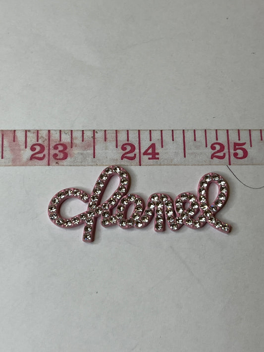 Cursive bling flat back charms