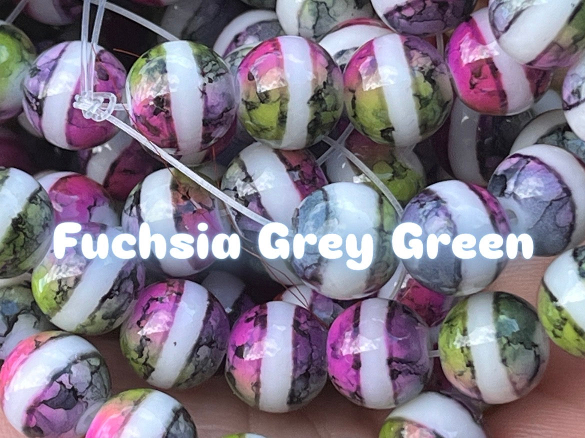 Striped Beads 10mm Glass beads