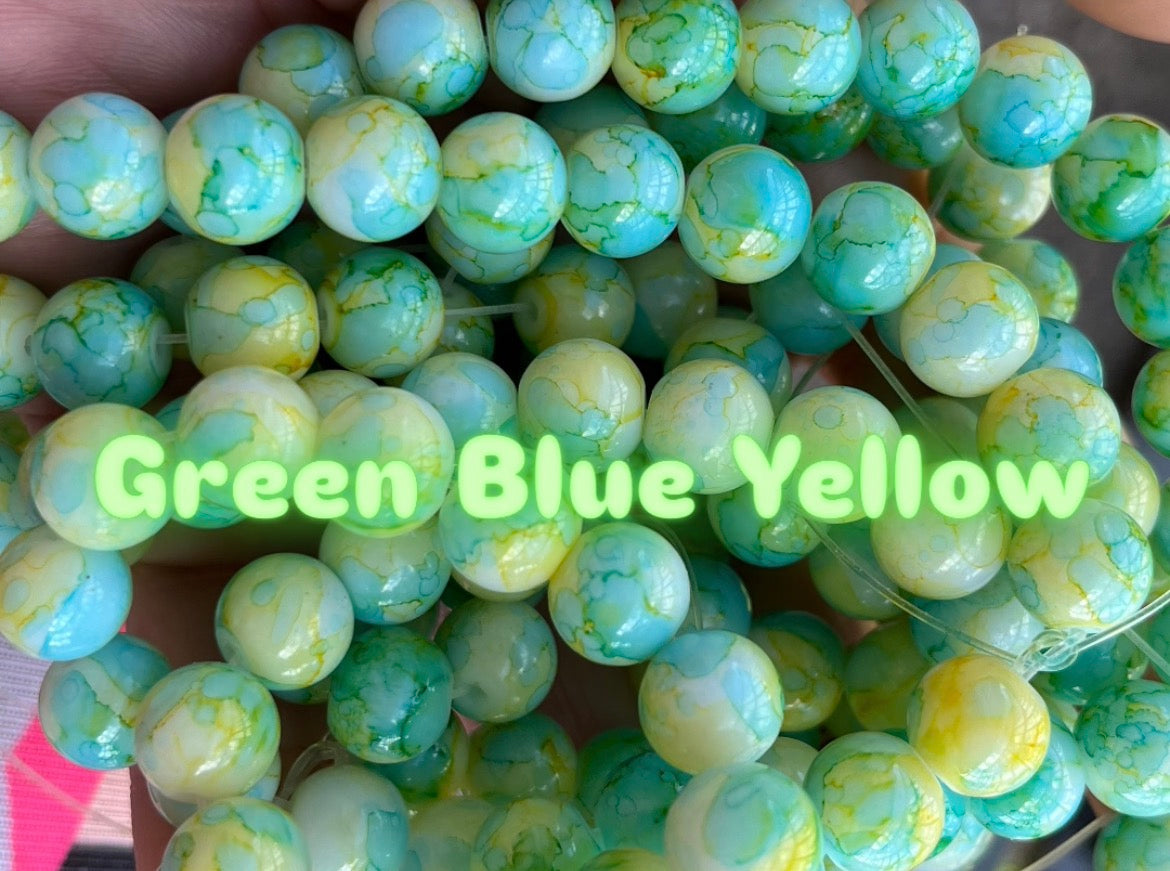 Marble 10mm glass beads
