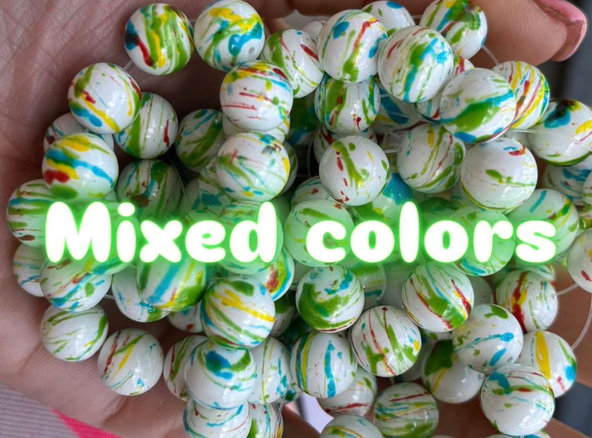 Marble 10mm glass beads