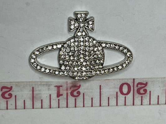 Silver bling planet flat back charm