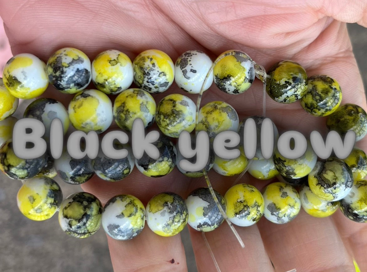 Marble 10mm glass beads