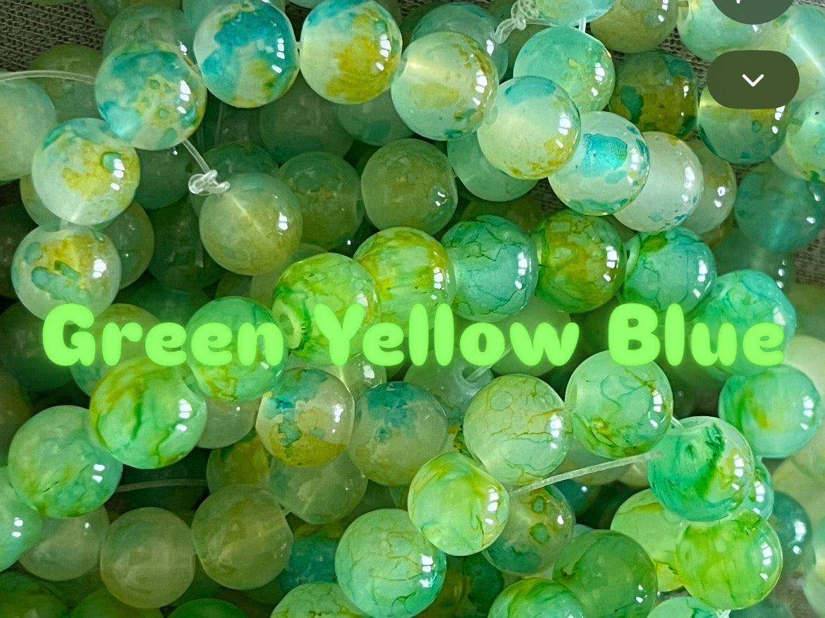Marble 10mm glass beads