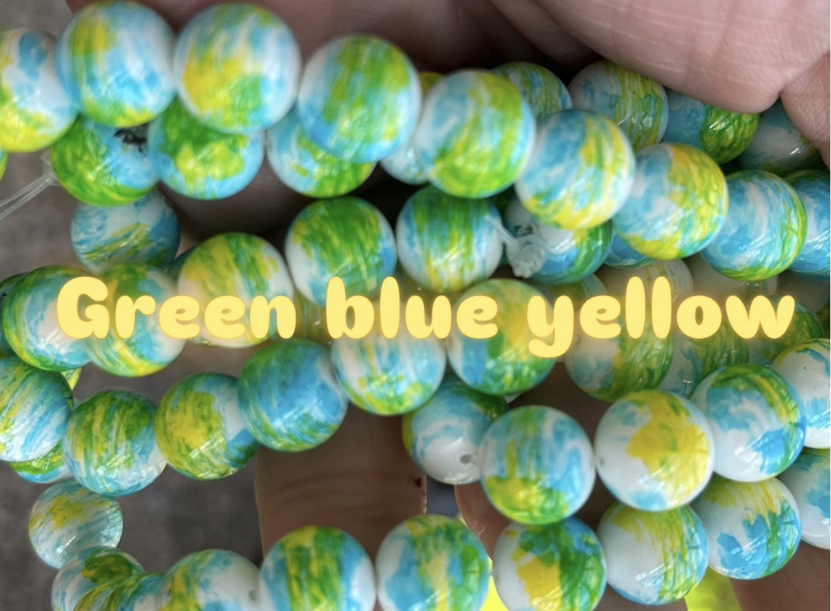 Marble 10mm glass beads