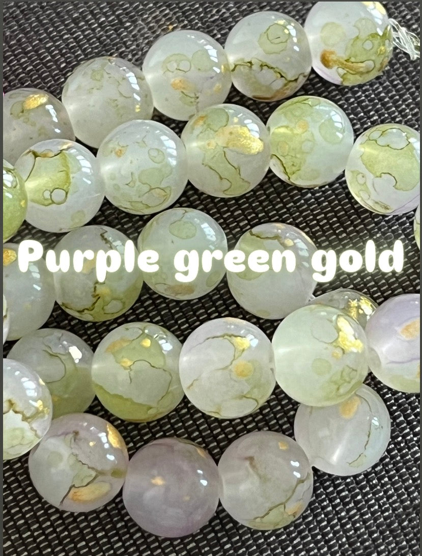 Marble 10mm glass beads