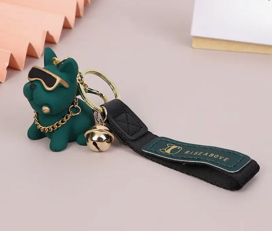 Green Boom French bulldogs keychain