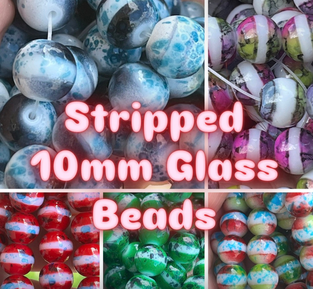 Striped Beads 10mm Glass beads