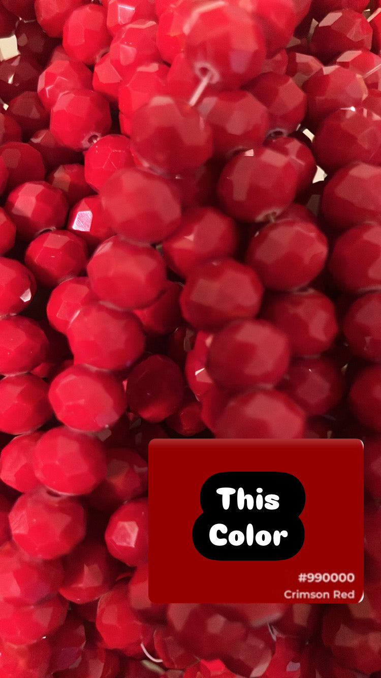 Rondelle faceted crimson red 10mm glass beads