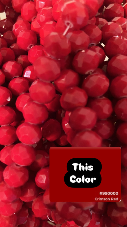 Rondelle faceted crimson red 10mm glass beads