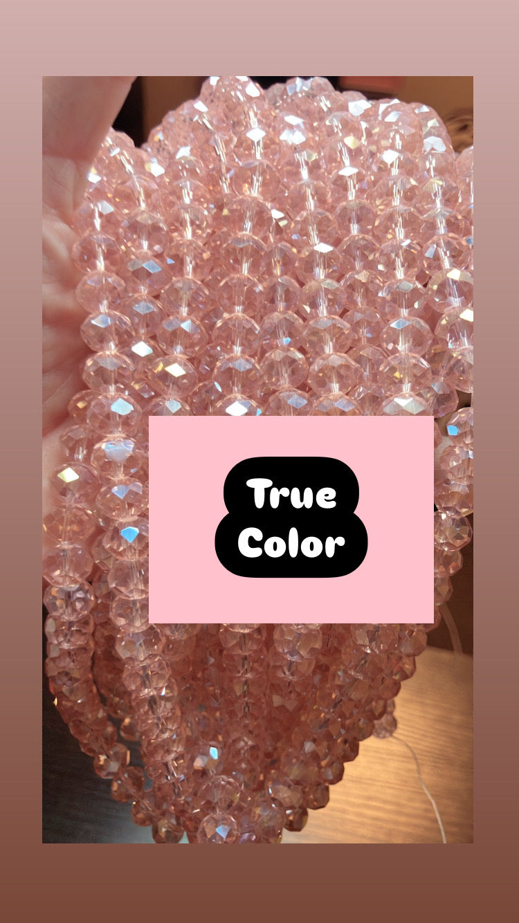 Rondelle faceted bubblegum pink 10 mm glass beads