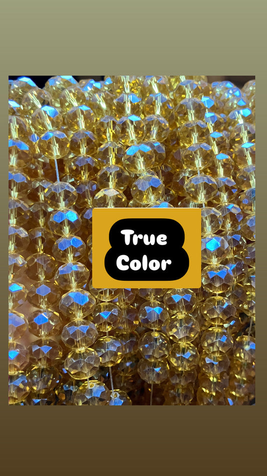 Rondelle faceted gold glass 10 mm beads