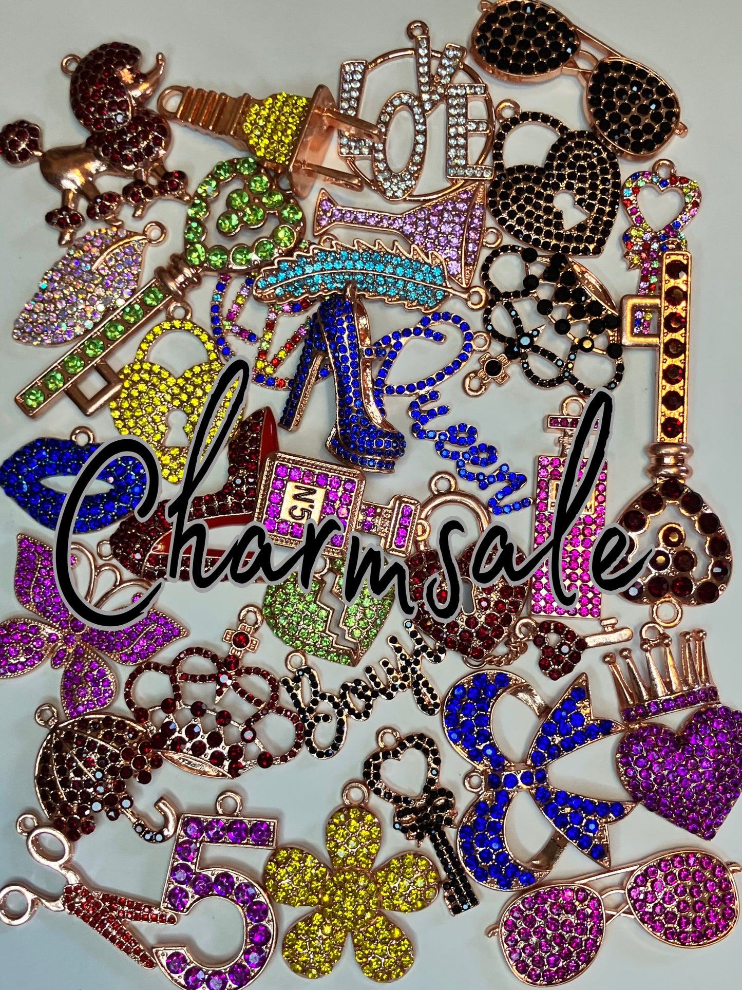 1 piece $1 Rosegold color bling bracelet charms