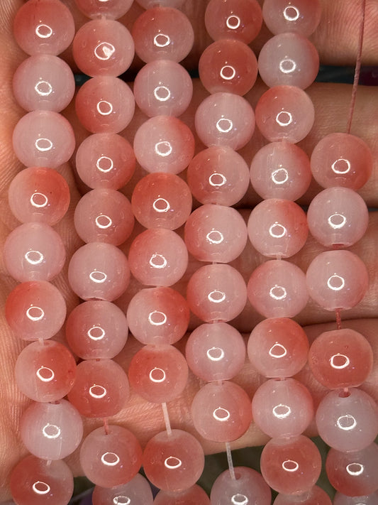 8mm red ombré glass beads