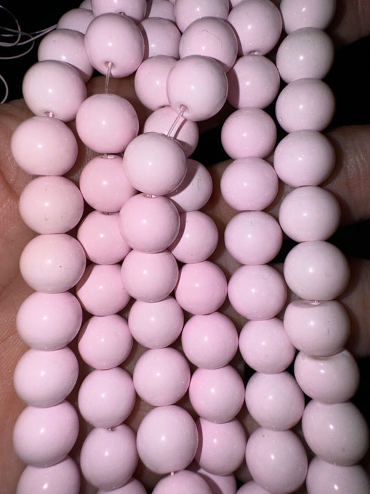 10mm Baby pink glass beads