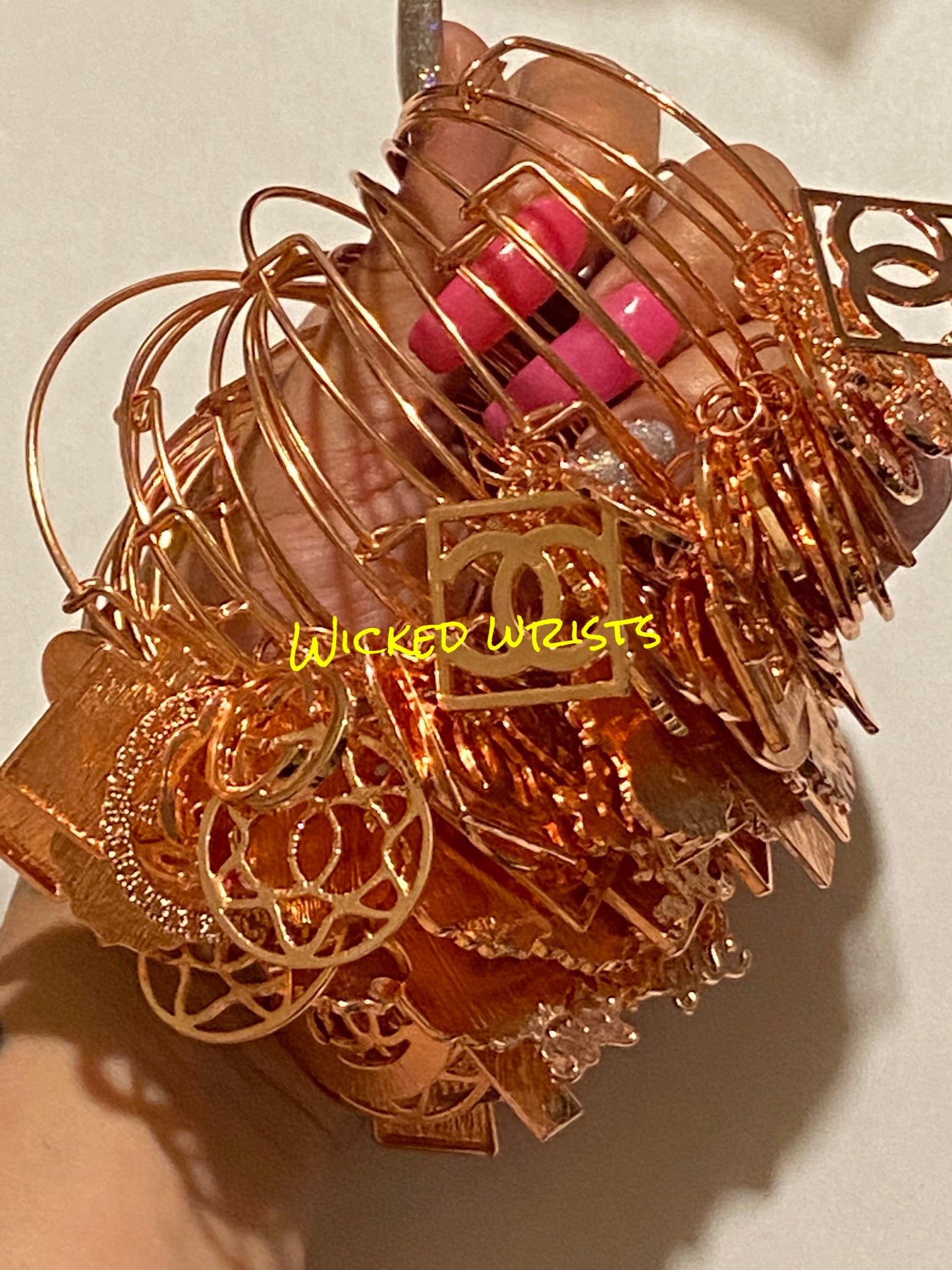 Rose gold charm bangle