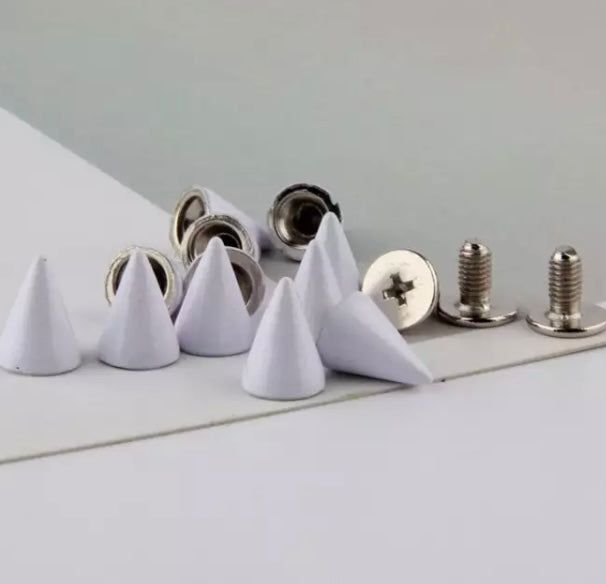 White spikes with screw backs