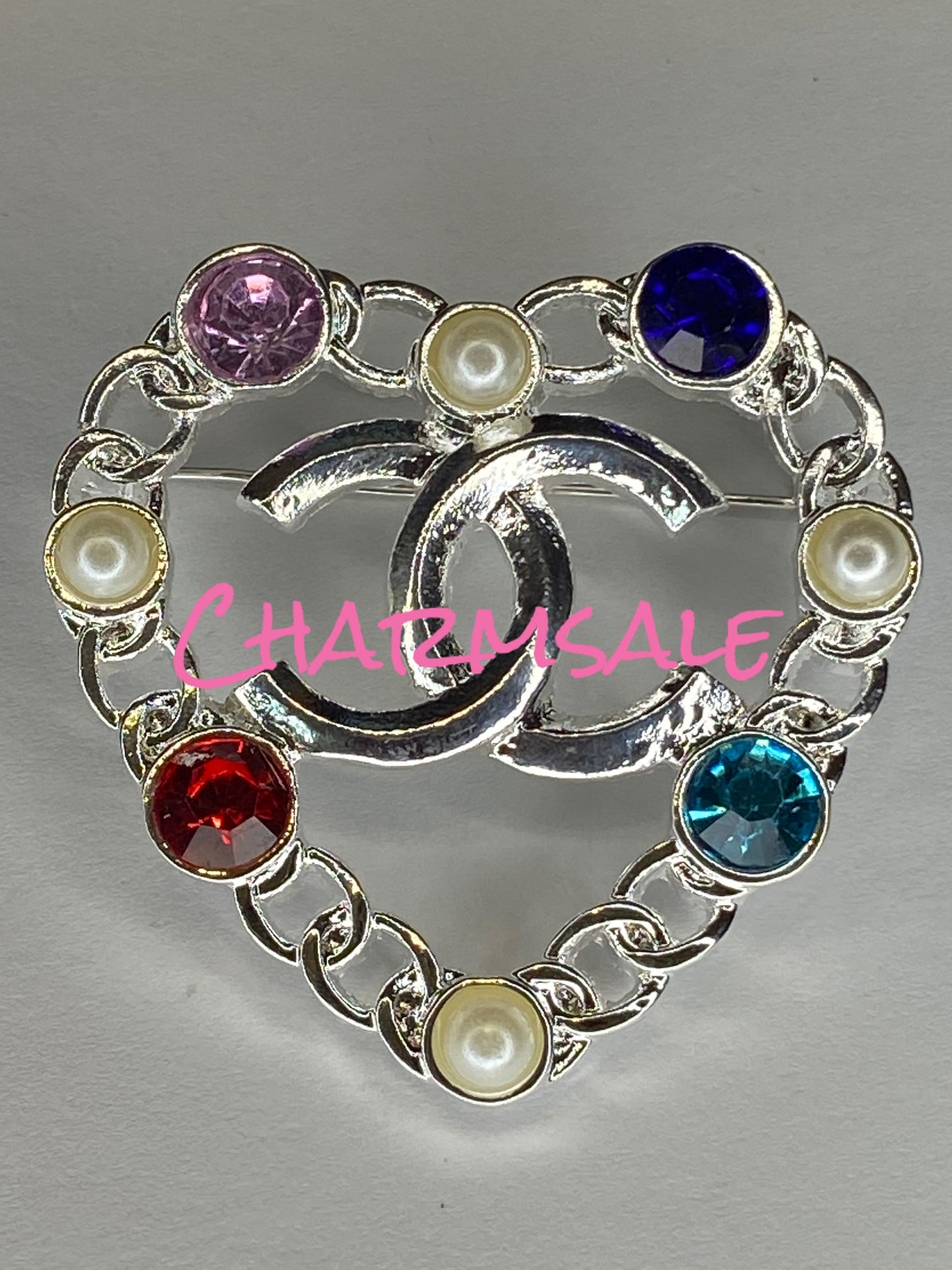 Hearts Color Stoned Brooch